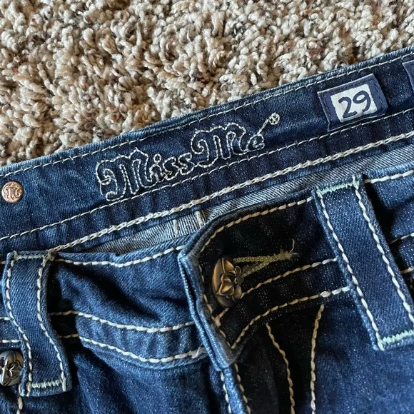Miss Me Boyfriend Capri JB5692P5 Dark Wash Cropped Jeans Women’s Size 29 EUC - Picture 4 of 13